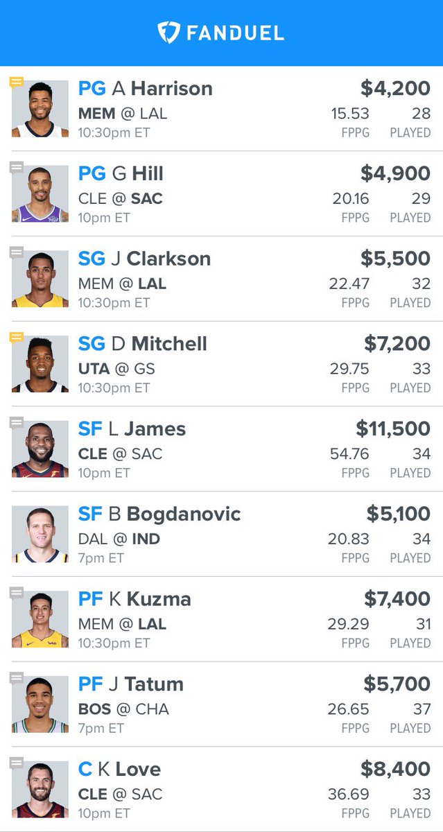 iNcShotss's tweet photo. #free #nba #fanduel lineup!! https://t.co/lmYQDPgx3X