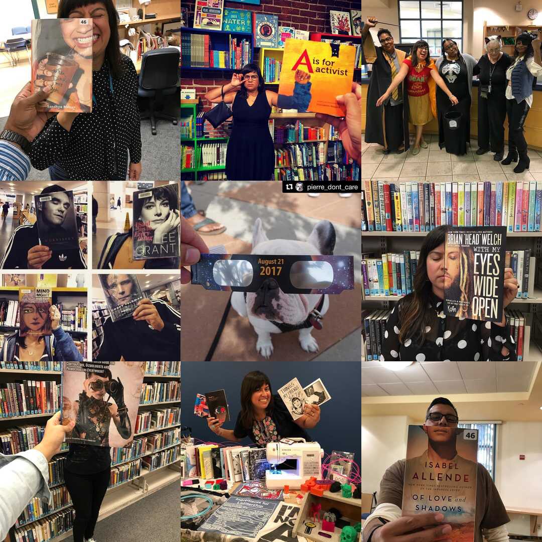 BaldwinHills's tweet photo. Is it any wonder that six of our #2017bestnine photos are from our #BookFaceFriday posts? #LAPLBookFace #BaldwinHillsLibrary #LAPLZineLibrary #LAPLMakes #MakerMarathonMondays #SewingattheLibrary #LAPLSteam https://t.co/CyF97bWZOl
