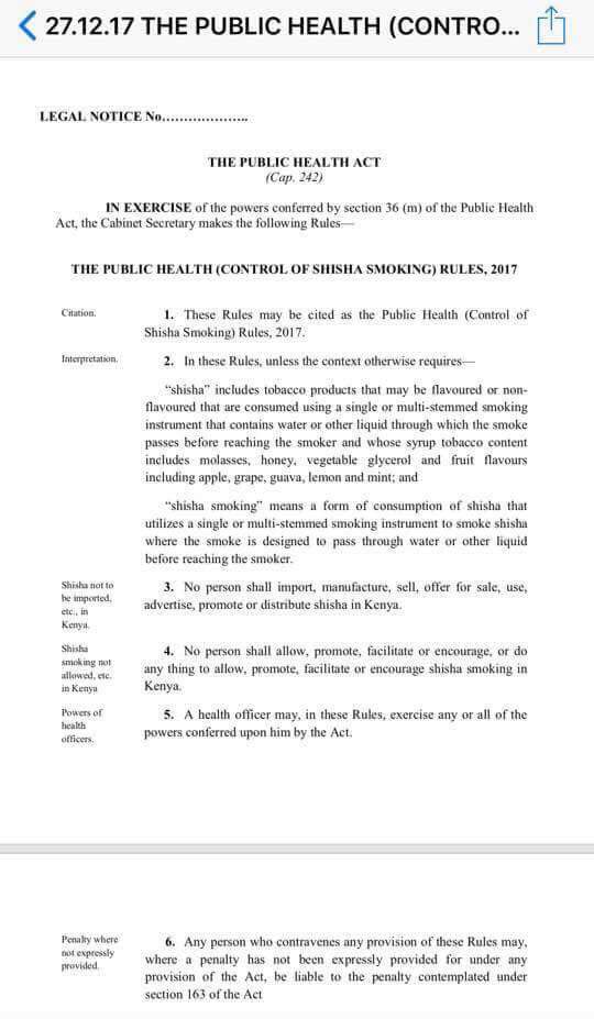 SokoAnalyst's tweet photo. Shisha banned in Kenya? https://t.co/uPilvrObDh