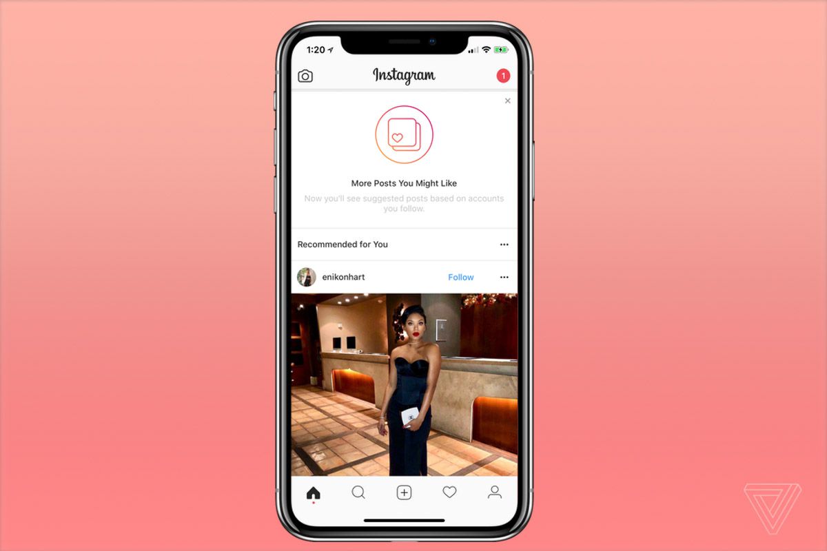 verge's tweet photo. Instagram is now adding recommended posts into your feed https://t.co/8ViQBhHC1e https://t.co/3ZxuEaQUHD
