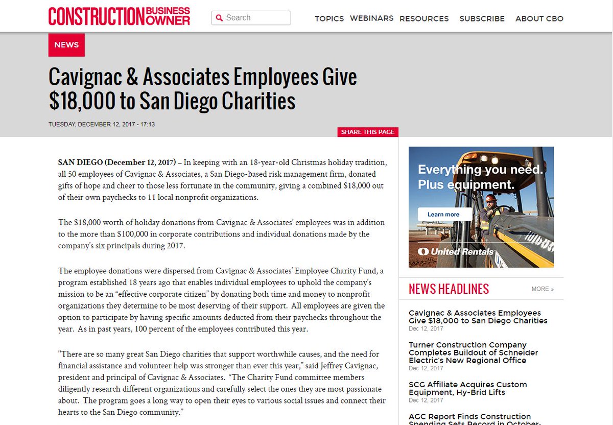 CavignacIns's tweet photo. Cavignac &amp; Associates was featured in a story in Construction Business Owner Magazine for our 2017 charity donation. Click the link to read all about it: https://t.co/cbe9DCozPF https://t.co/9BzLCmeQf0