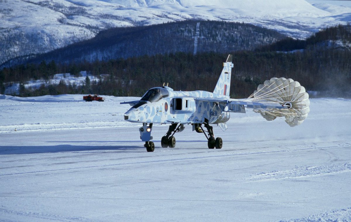 Royal Air Force SEPECAT Jaguar in arctic camouflage.