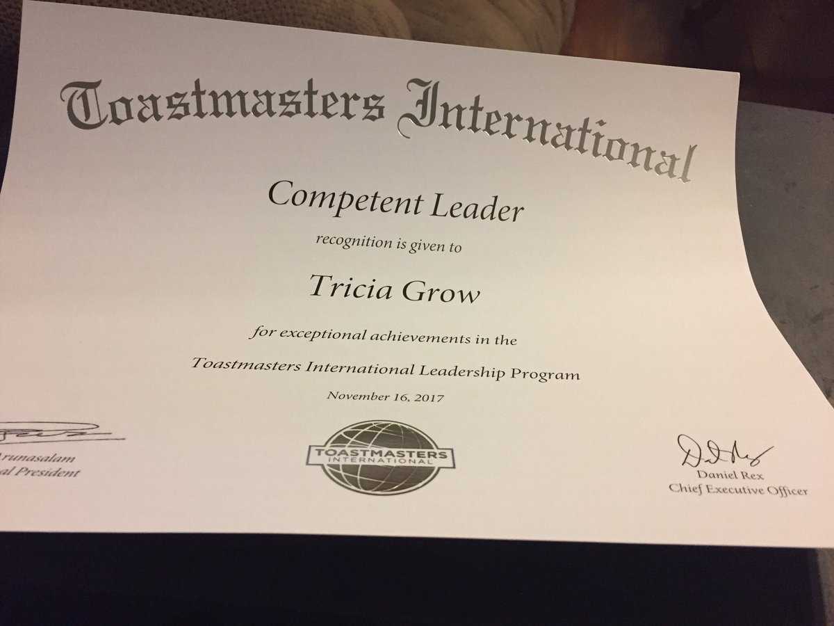 triciagrow's tweet photo. #Toastmasters #CompetentLeader #Competative Communicators https://t.co/LSJtef8VUQ