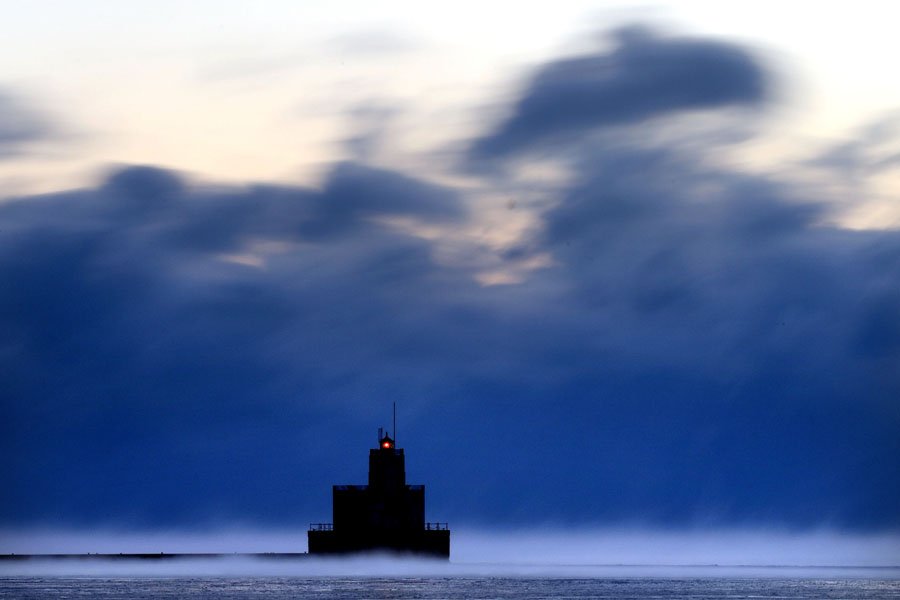 2017 Favorite. Jan. 6. Cold first light of the day at <a href="/visitmilwaukee/">Visit Milwaukee</a> Main Gap harbor entrance on <a href="/MichiganCoast/">Lake Michigan Coast</a> . #coldweather #Lighthouse #cold #Milwaukee