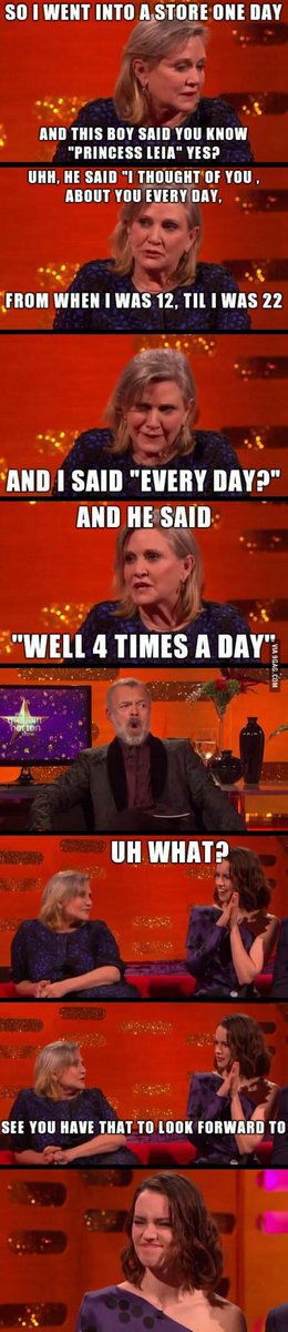 Canary2015's tweet photo. Still miss the comedic genius and princess. here are some of my favorite moments! RIP Carrie Fisher ❤️❤️ #CarrieOnForever https://t.co/69IHoiRSYq