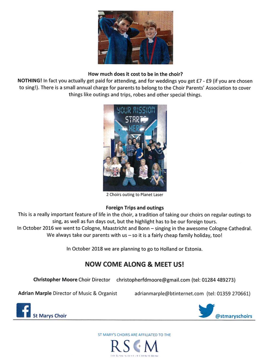 stmarysorg's tweet photo. Come &amp; join one of our choirs at St Mary’s Church, Bury St Edmunds. 
Boys, Girls, Ladies &amp; Men - 4 choirs with one aim! “Singing is just the start”!
@stmarysorg @StMarysChoirs @stmarystpeter @RSCMCentre https://t.co/69jhOvM31i