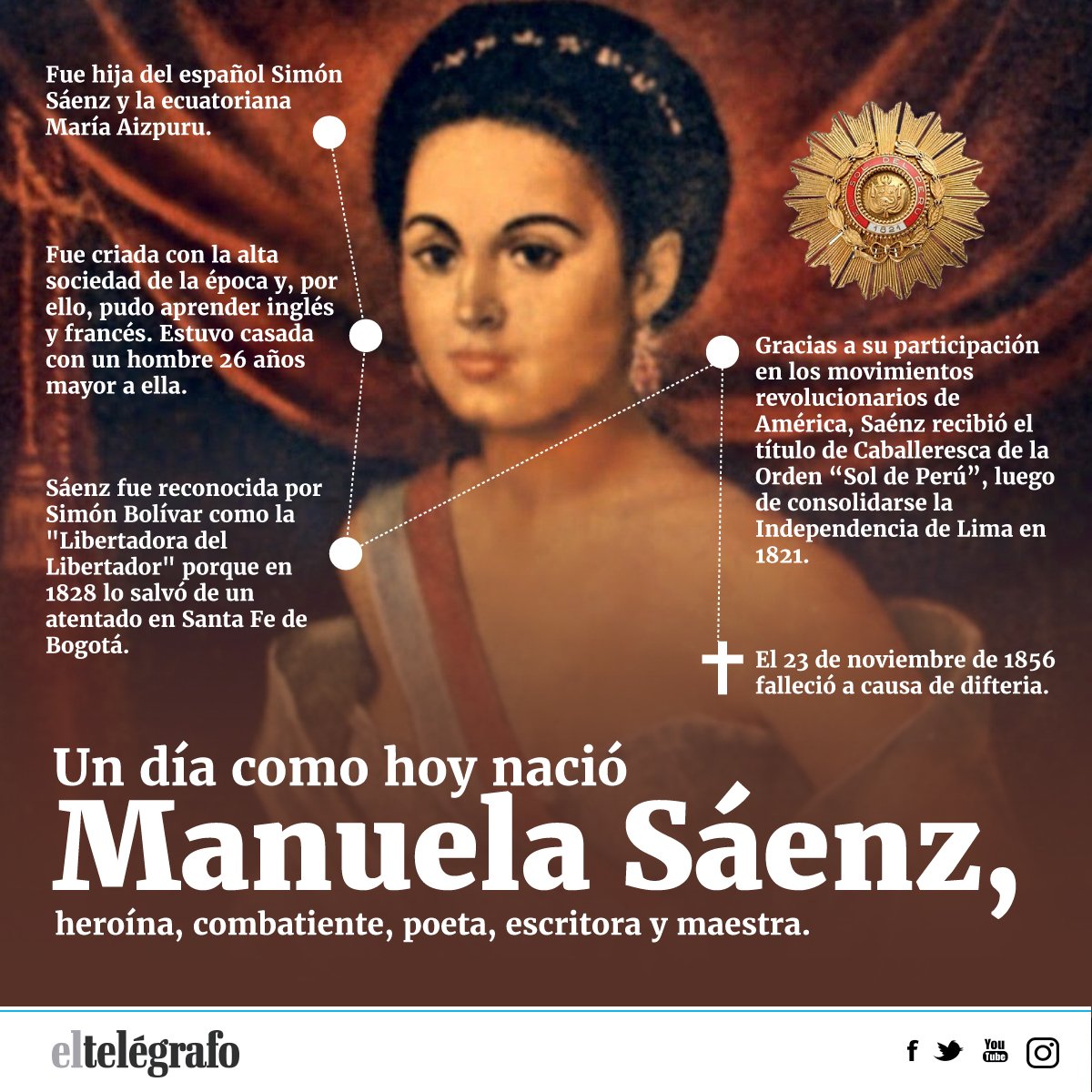 Hace 220 años nació Manuela Sáenz, la