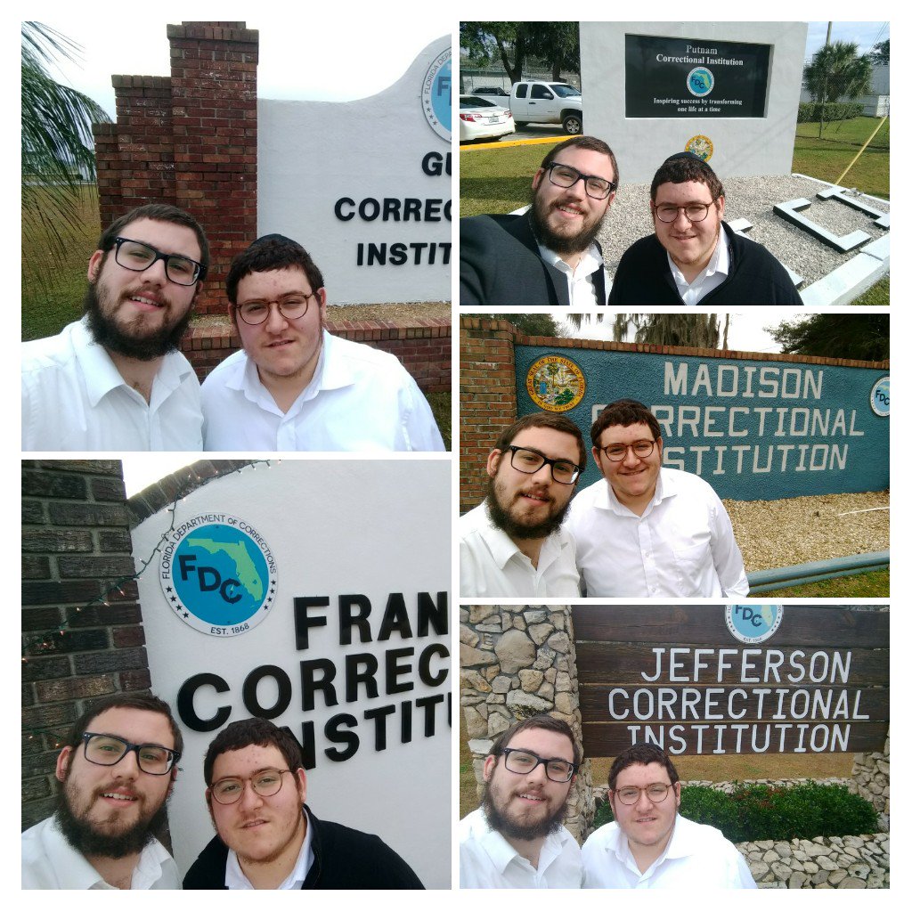 alephvisitation's tweet photo. 1 car. 2 volunteers. 10 days. 18 prisons. 2135 miles. 

#Chanukah #NorthFlorida #Panhandle

@Chabad @Lubavitch @AlephInstitute @ChabadOrgNews

-Mendel and Yossi https://t.co/aRZeBKLIim