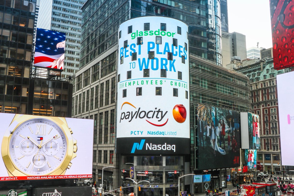 Glassdoor's tweet image. Congrats, @Paylocity! You're among the Best Places to Work in 2018. gldr.co/2pCRBbW  #BPTW #GlassdoorBPTW

[Image by @Nasdaq]