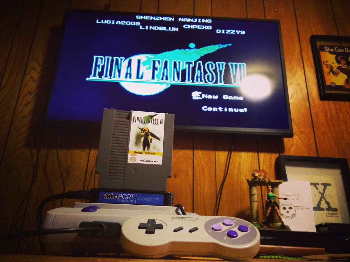 Arcsis's tweet photo. This insanity was brought to us by Santa @xmellow_out! It's a #NES port/demake/bootleg of #FinalFantasyVII. I'm playing it on my #SuperNintendo with a #RetroPort Adapter. It's a calamity from the skies and I love it! Thx babe!😘
#ffvii #FinalFantasy #snes #nintendo #retrogaming https://t.co/DmoJi1j2B4