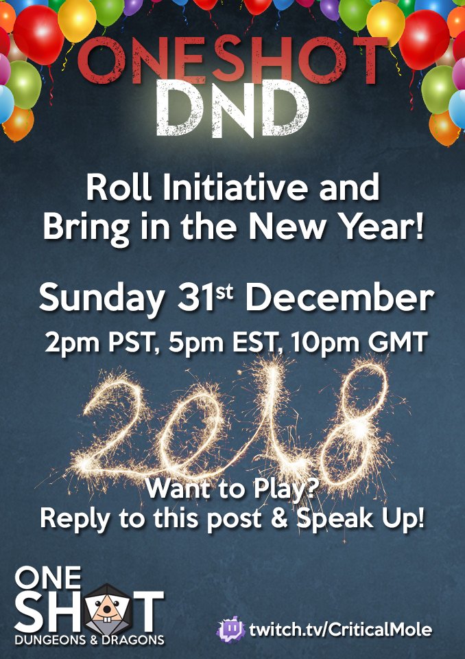 OneShotDND's tweet photo. I will try and get party formed in time.
I have a few fun ideas :) https://t.co/pII8ZFSBMB