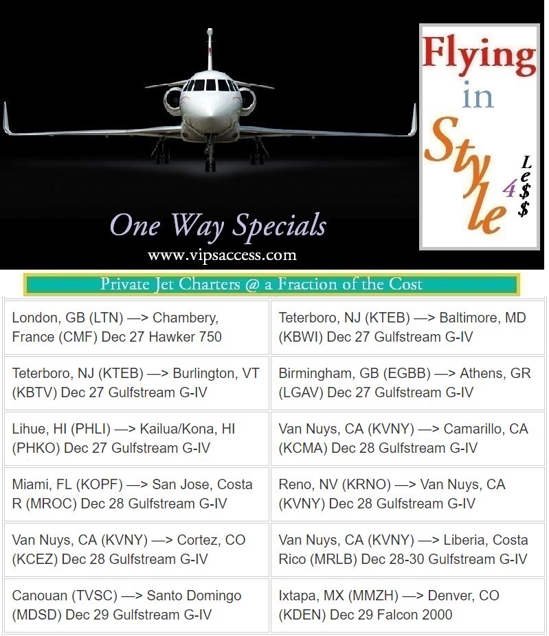 VIPsAccess_NY's tweet photo. ✨Happy New Year!✨Fly #PrivateJet✈️#VIP Style
ZERO MEMBERSHIP FEE✅
Enjoy One Way Special👏🏽👏🏽
#Ixtapa➡#Denver
💰Reduced Rate💰
➡https://t.co/MUJEbAHWWZ 🔥
Worldwide #EmptyLeg Flights
➡#Caribbean💕#NY💕#NewYork💕#SoBeach💕#LA💕#Cortez💕#MX💕#Boston💕#SoCal💕#Vegas https://t.co/iu4gFF0hcs