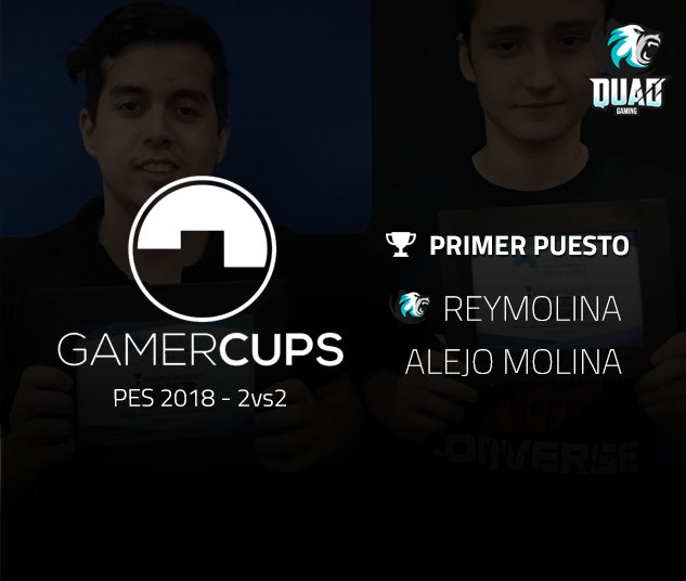 quadgesports's tweet photo. #PES | #GAMERCUPS
Nuestro jugador Rey Molina Pes junto con Alejo Molina se consagraron campeones en el Torneo 2vs2 de PES 2018 organizado por Gamer Cups
¡Felicitaciones!
#GoBears https://t.co/HomwmIVd2s