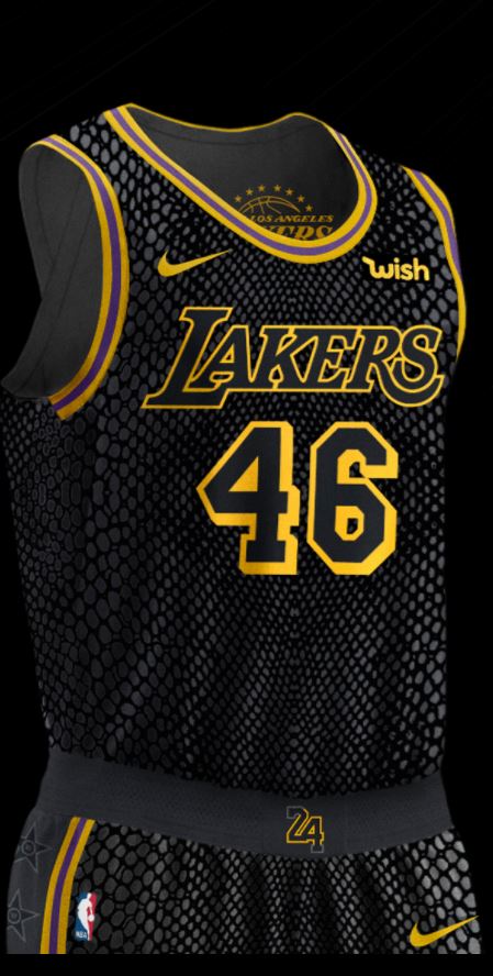 black yellow lakers jersey