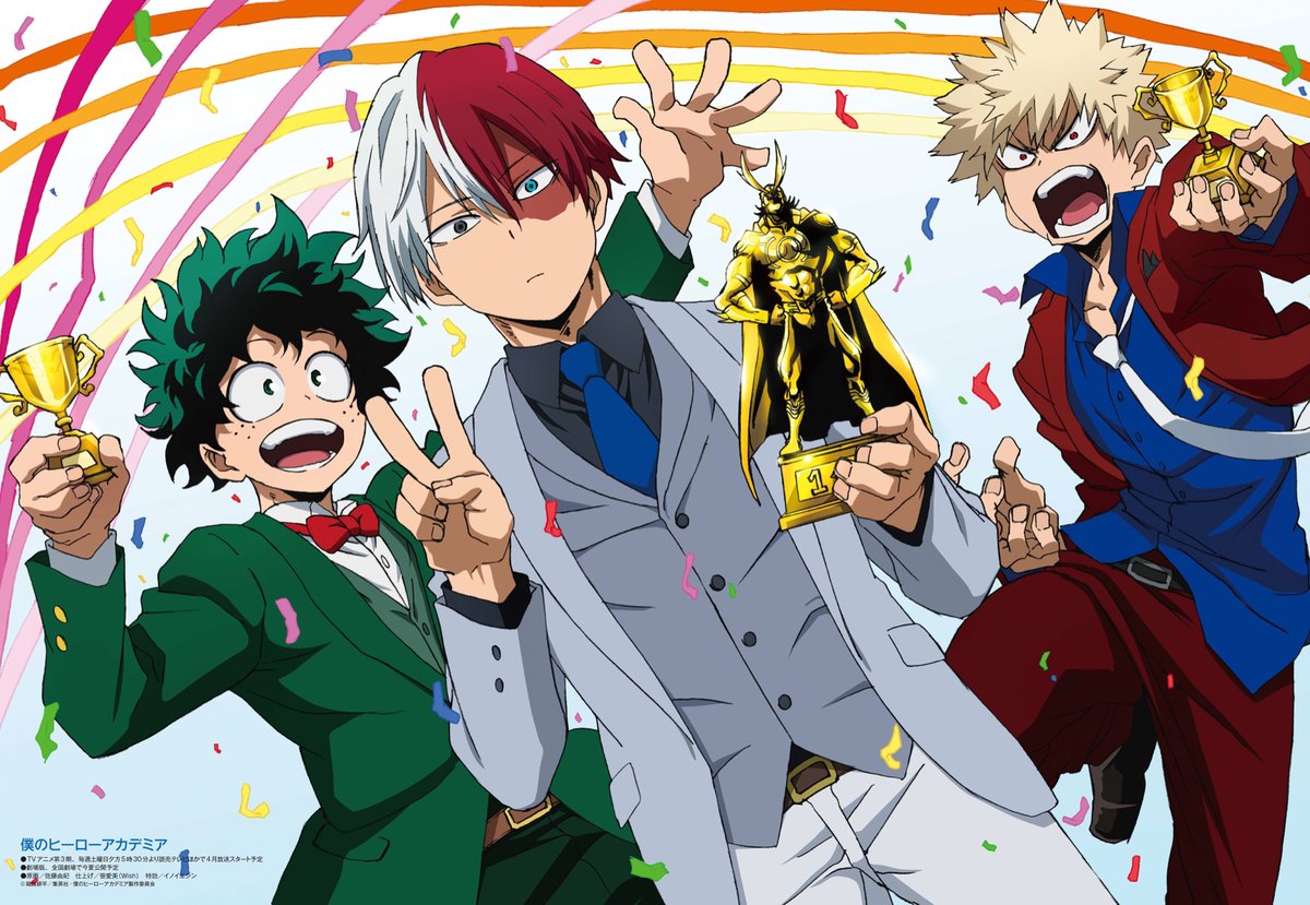 Hahonryu on Twitter: "Poster de Todoroki, Deku et Bakugô pour le Trophy