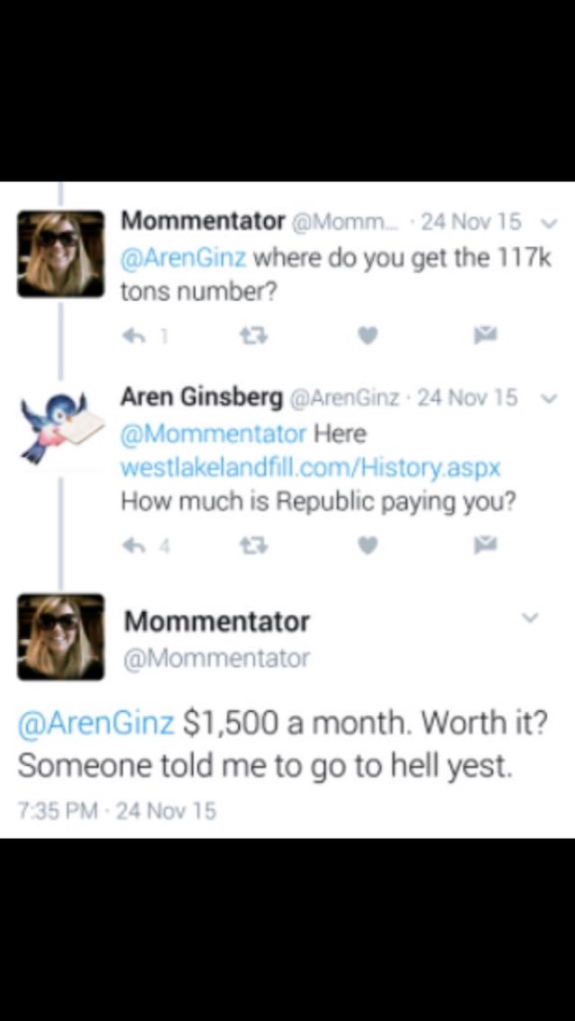 mcgtr74's tweet photo. @Mommentator Jean Card is another paid shill to spread lies &amp; disinformation at the behest of Republic Services!  @Mommentator is Republic Still paying you to do the same thing? https://t.co/tFiKUKoXSc