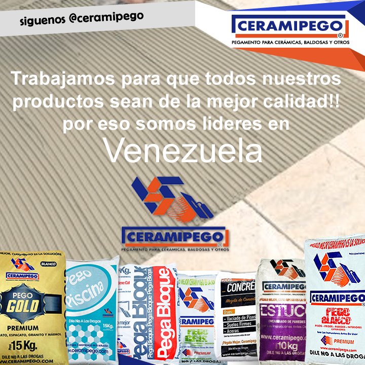 ceramipego's tweet photo. Trabajamos para que todos nuestros productos sean de la mejor calidad, por eso somos lideres en ventas en VENEZUELA
#construccion #morteros #concreto #cementos #baldosas #concrelisto #pegoBlanco #pegoGris #pegopiscina #pegabloque #pegoGold #Estuco https://t.co/WvJBWawFXG