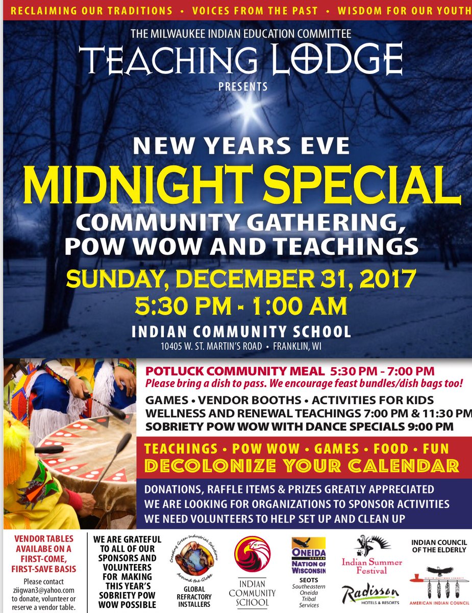 ICSMilwaukee's tweet photo. #CommunityGathering, #PowWow and #Teaching! Who is Going? #SOARatICS #NewYearsEve https://t.co/xoIRLhZMNx