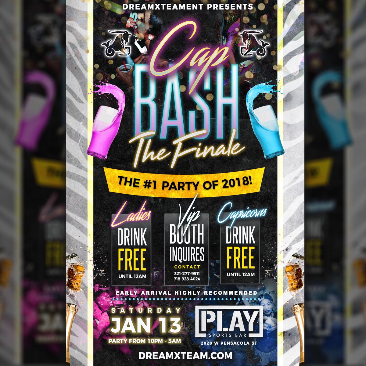 1JazzyJeff's tweet photo. TONIGHT January 13th⦠The Final #Capbash forever! Powered by @DREAMxTEAMENT at PLAY Sportsbar! Music by @1JazzyJeff @TwanDaGuy_ @DJMTeezy https://t.co/TVQFnU0Nqd