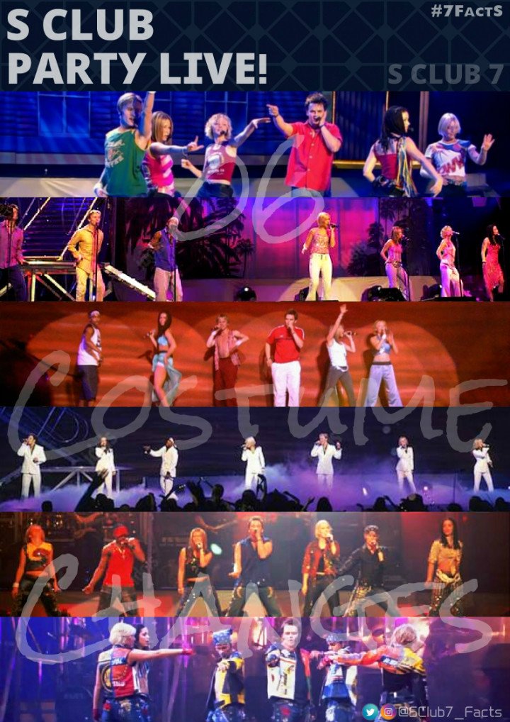 SClub7_Facts's tweet photo. #SC7Fact: #SClubPartyLive (2001) is the tour with more costume changes. Each #SClubber had 6 different outfits during the tour! https://t.co/Kz5KLG7O3K
