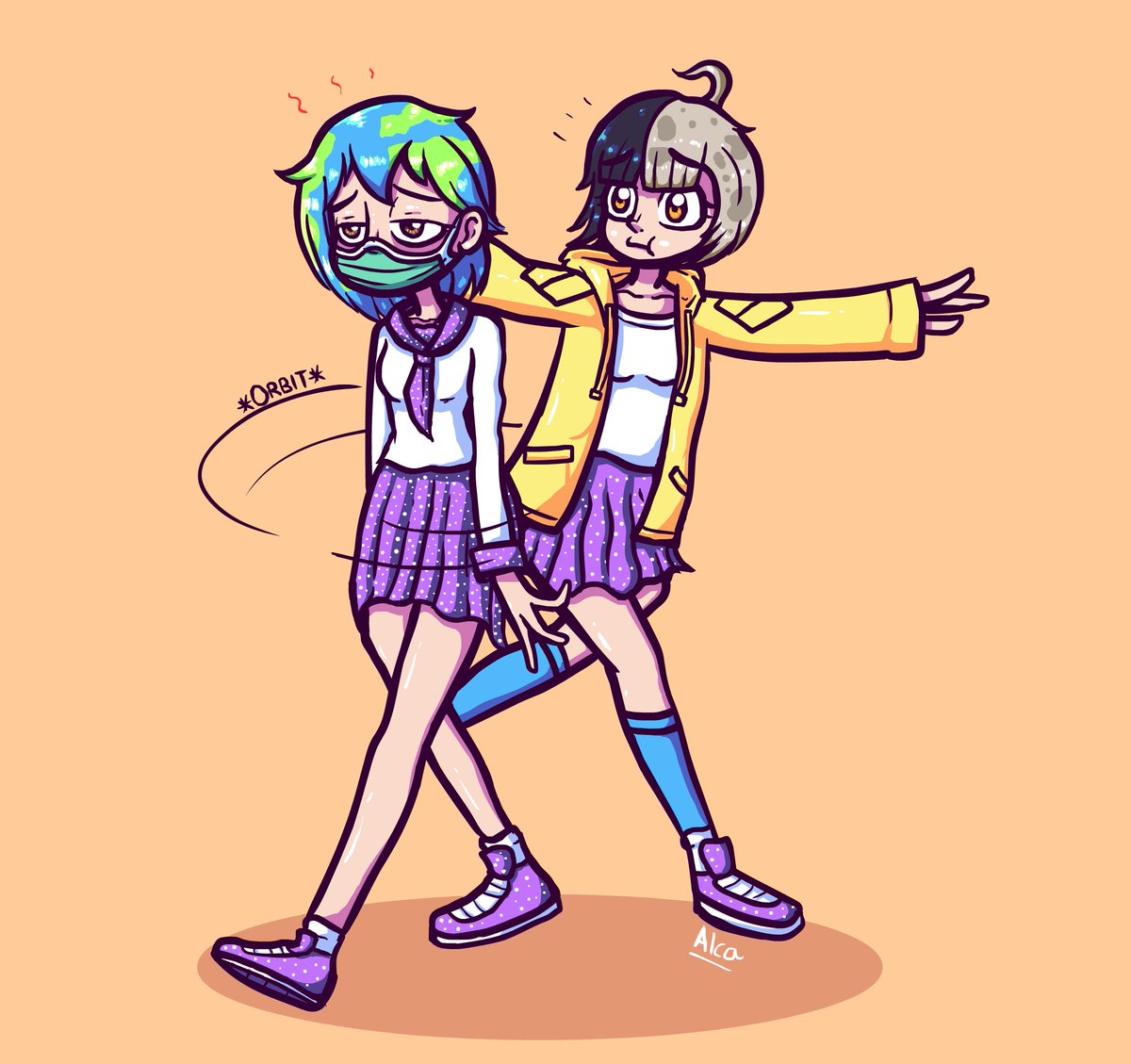 Moon chan trying to cheer up Earth chan