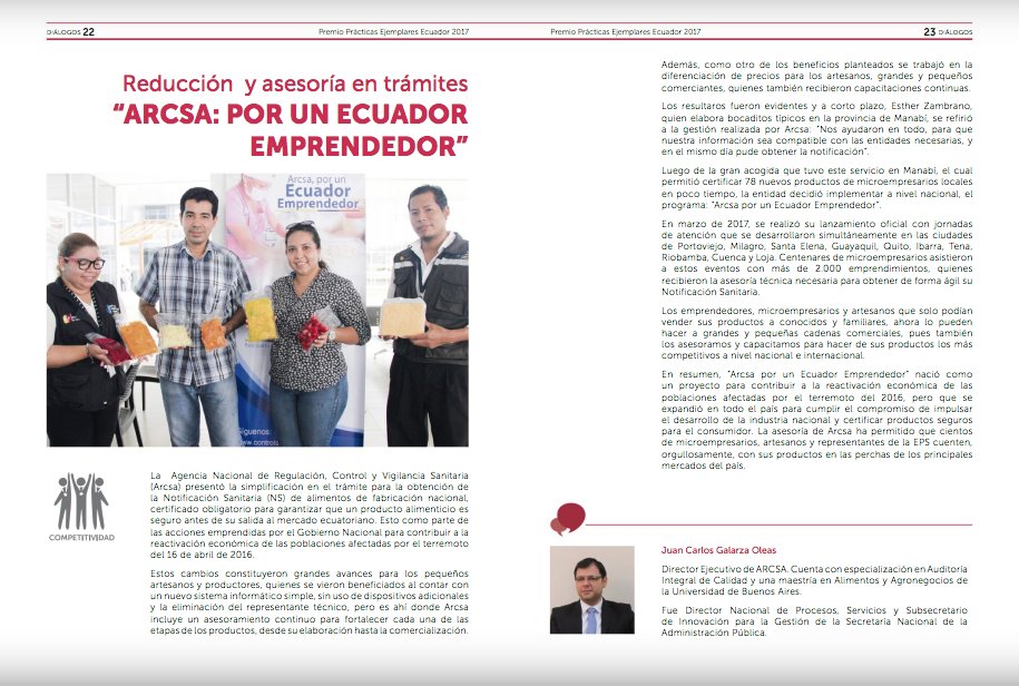 Arcsa_Ec's tweet photo. #Arcsa fue reconocida por su excelente desempeño durante el 2017 en los premios @PEjemplaresEC.  En el 2018 seguirá fortaleciendo su accionar, garantizando productos de calidad y promoviendo prácticas higiénico sanitarias por la salud de la ciudadanía ►https://t.co/5v5qjWkAy3 https://t.co/ZOFKu9M0Fm