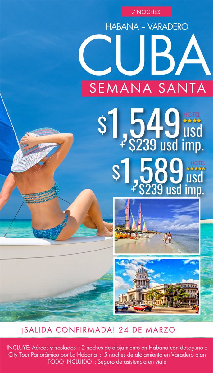 TRAVELPROIRAPUA's tweet photo. Cuba Semana Santa
#Travelpro https://t.co/YXL0Y8NW8D