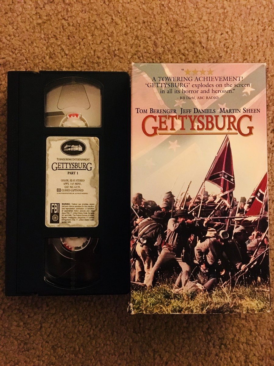 BethHellstedt's tweet photo. It’s just me & my dad at home tonight, so things are about to get crazy for the next 254 minutes #VHS #CivilWarHistory #GreatMovie #BeautifulSoundtrack #Gettysburg https://t.co/witcuLQXDn