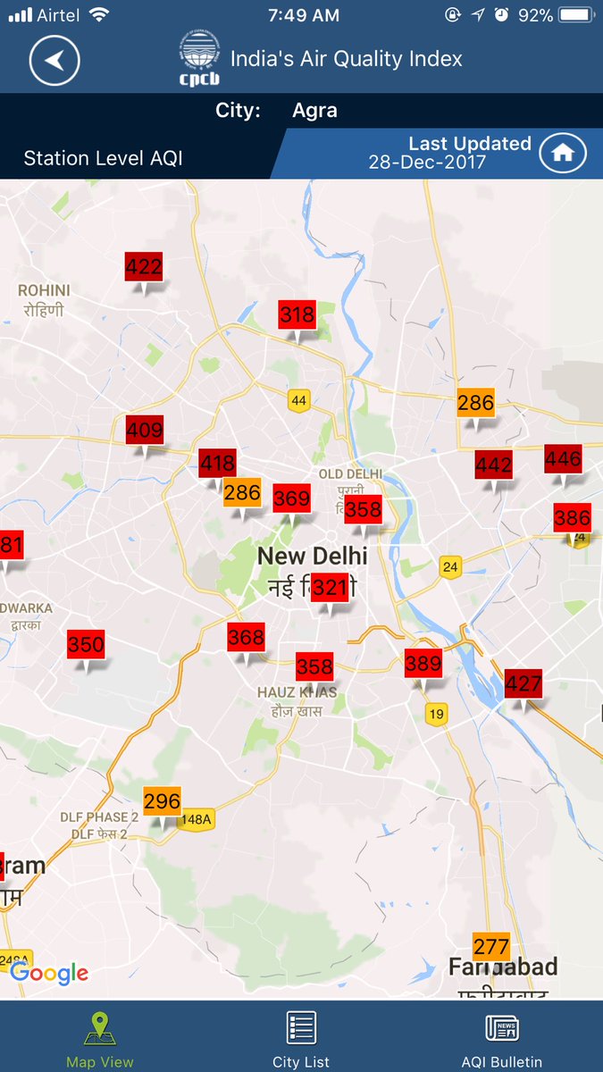Delhi_Pollution's tweet photo. No real improvement between yesterday and today...we in #Delhi believe in slow death @ArvindKejriwal @LtGovDelhi. #PoliticalInaction #DelhiPollution #DelhiSmog @nixxin @vishwamTOI @sunitanar @CSEINDIA @fayedsouza @KapilMishra_IND https://t.co/movsTULFGb