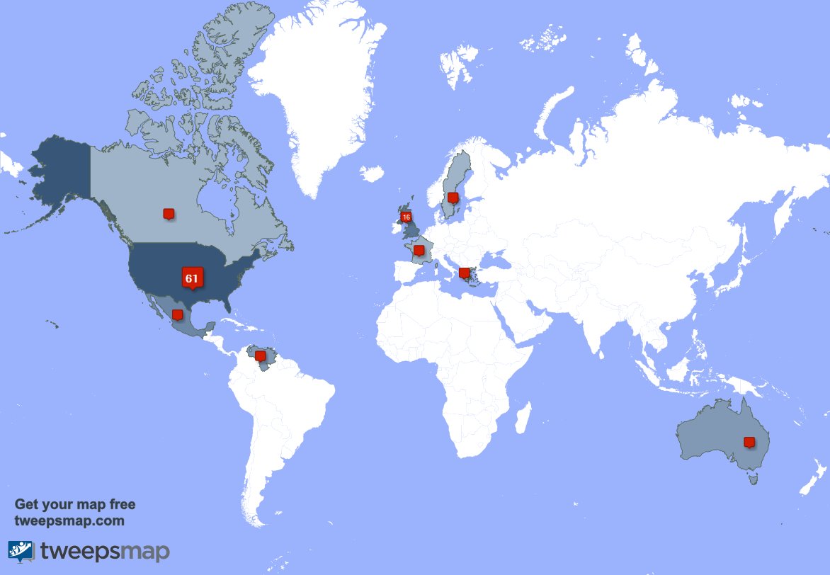 LIOVFT's tweet photo. My followers are in USA(59%), UK.(16%)... Get your map too: https://t.co/PkI5RVLUYH https://t.co/5tyqOGN2cO