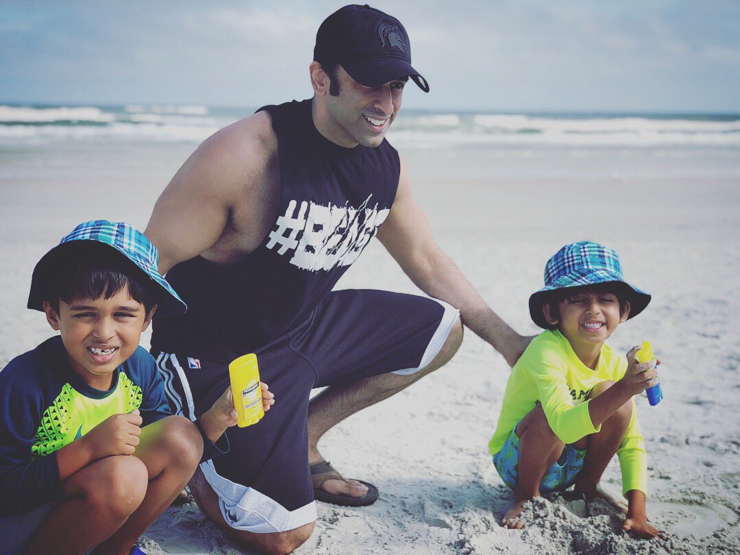 DrBhanusali's tweet photo. There is absolutely nothing harder in the world than getting these little monsters to sit still for a photo.  In this case, actually beaming with pride since the source of distraction is their obsession with their favorite sunscreens! #prouduncleandderm #spfalways cc @Neutrogena https://t.co/nQI9aT19qB