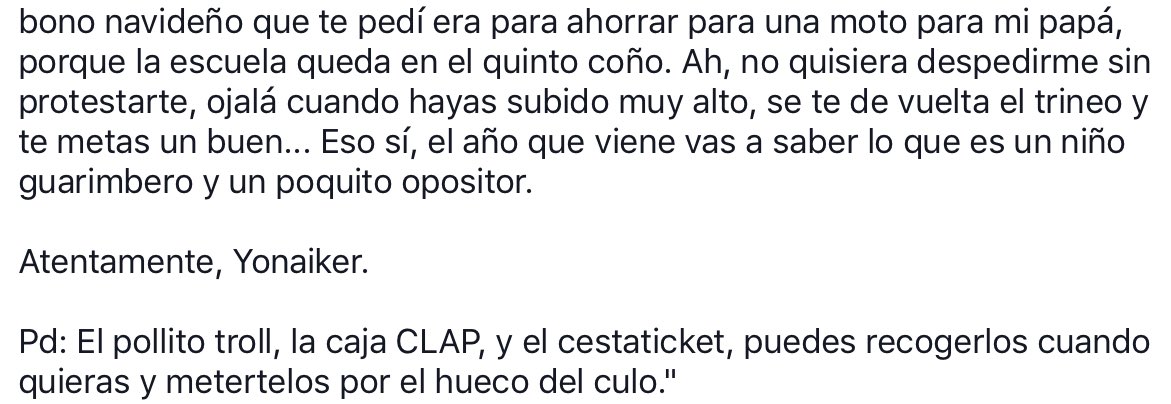 DemonioDelTweet's tweet photo. Miren la carta navideña de un niño chavista, que me mandaron: https://t.co/z64xFGhV9r