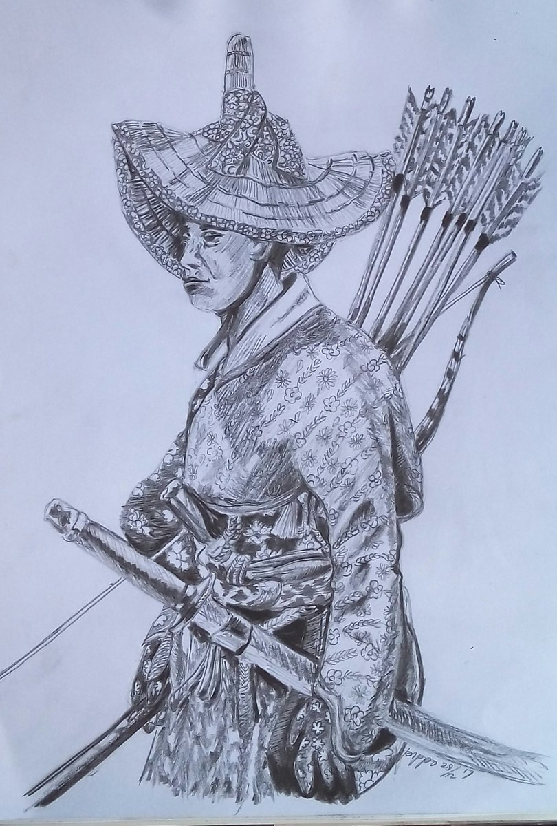 PippoPhoenix's tweet photo. A Kamakura period samurai in hunting clothes.
Drawing. Pencil.
Done.
#kamakura #samurai #japan #鎌倉 #侍 #日本 #hunting #costume #drawing #pencil #pencil2b #pencil8b #art #hat #archer #arrow #bow #katana #clothes #刀 https://t.co/ALDbqg2BV4