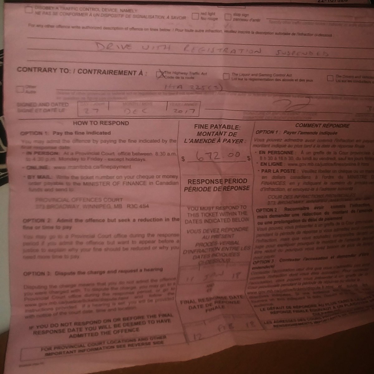 WPGAltMedia's tweet image. A $672 ticket that has already been voided due to the fact there was a ridiculous error on behalf of MPI (who owns the roads and your right to travel and your vehicle and who has the cops working for them). #wpgpoli #wpgpolice #mpi #autopac #mbpoli #insurance #wam #PrairieTruth