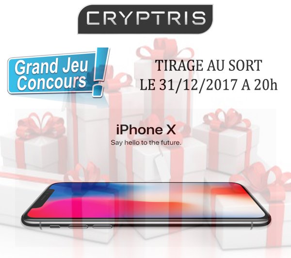 cryptris's tweet photo. 🎁 #CONCOURS #Cryptris #JeuConcours #cadeaudeNoel #M6 #TF1 #BFMTV #Voyage #cadeaux
#WINNER #franceinfo #France2
#France3 #France5 #cadeaux
Gagne ton #iPhoneX Silver! 😍📱
▶️ #RT + #FOLLOW @cryptris
🗓 TAS : 31/12/17 A 20h
Bonne chance !⚡️🎁 https://t.co/F6Z7xPIvy0