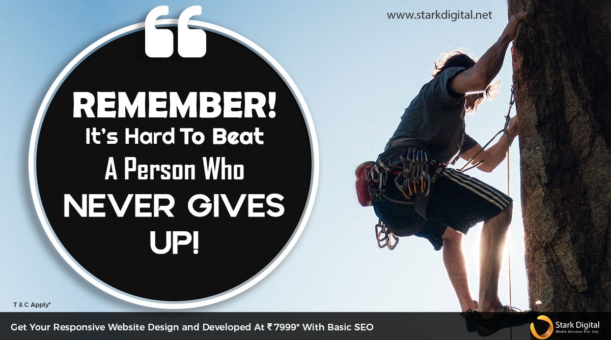 nrkrkomal's tweet photo. Remember! Its Hard to Beat a Person Who Never Gives Up!
#ThursdayMotivation #workhard #StarkDigital https://t.co/qmtwZlEWk1