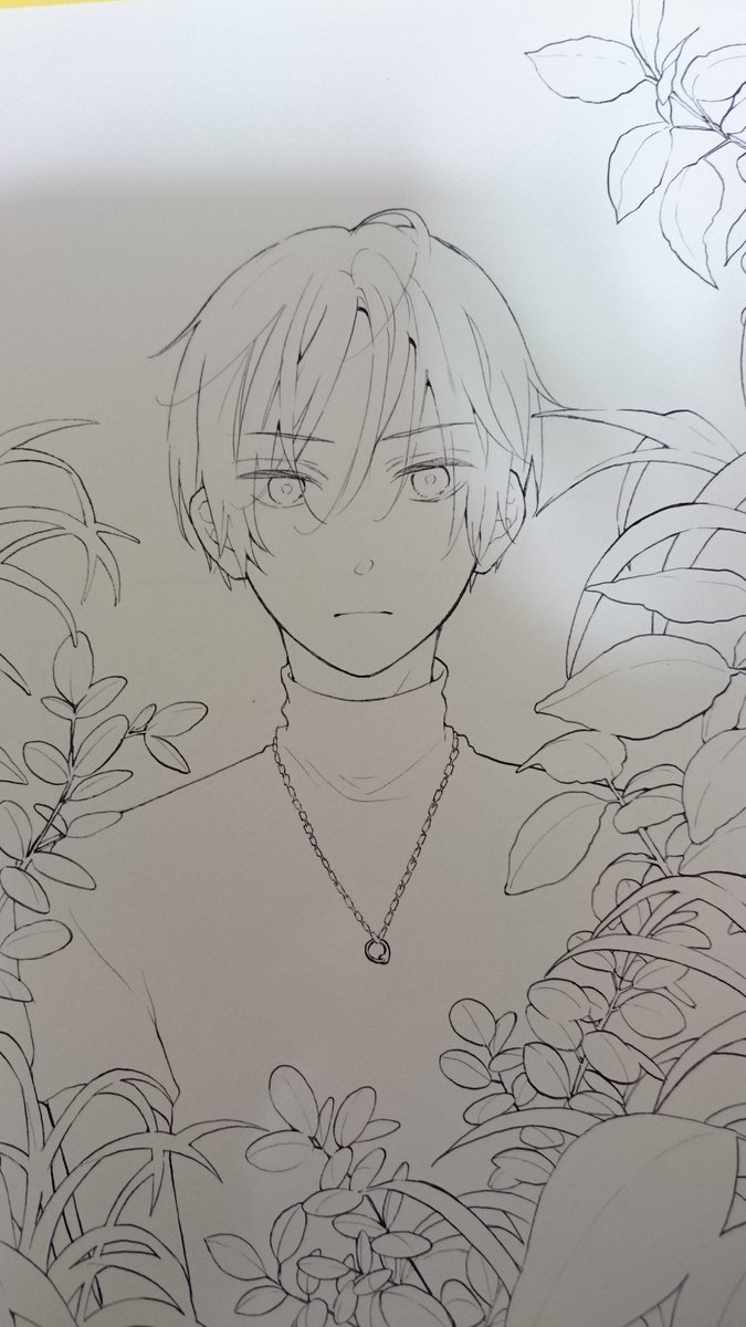 前に描いた扉絵。植物も男の子も描くの苦手だけど、これはこれで楽しかった('・  ・`) 