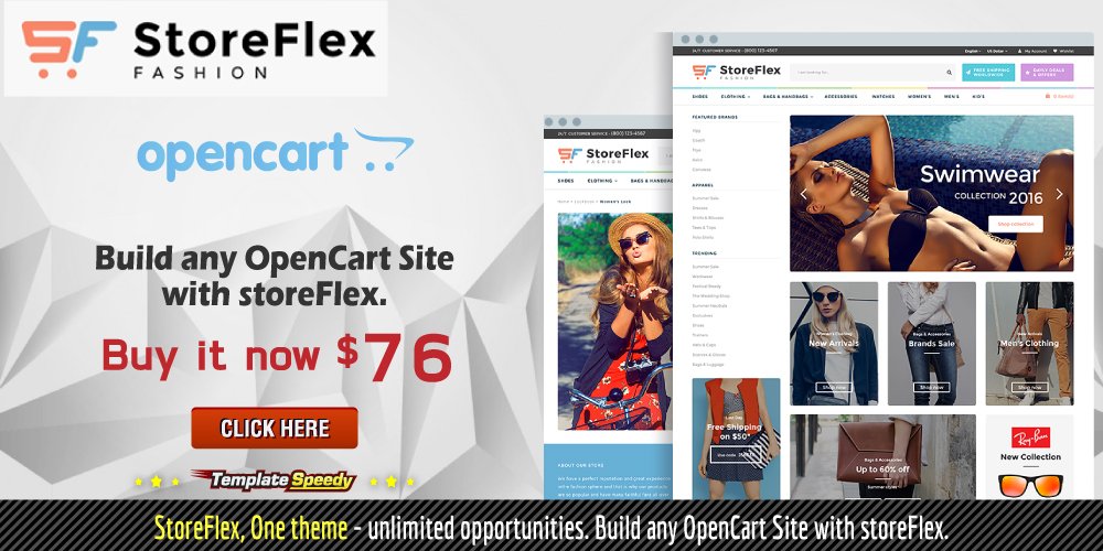 templatespeedy's tweet photo. #StoreFlex #Template #OpenCart One theme, unlimited opportunities. Build any OpenCart Site https://t.co/nYjUaYUzsW https://t.co/IsKy7dKv3l