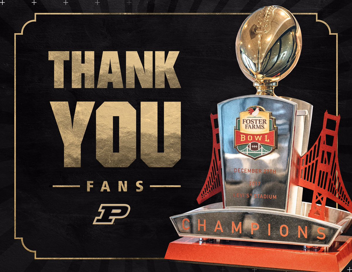 PurdueSports's tweet photo. You've been with @BoilerFootball all season long. This one's for you fans! #BoilerUp 🏆🏆🏆 https://t.co/YBg5kNH1iN
