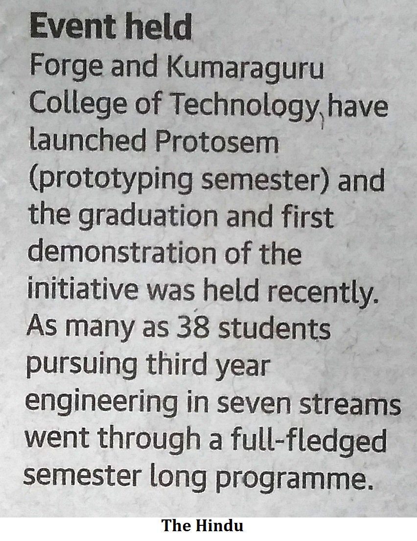 FORGE_FORCE's tweet photo. 🔹Creating REAL ENGINEERS! 🔹
|||| #ProtoSem = 360D Engineering Education ||||
ProtoSem, an intiative by FORGE to foster innovation amidst student community to crack the problem of Unemployment &amp; gear microinnovation that solves the real-time problems of the society/industry. https://t.co/VnrtMBs85t