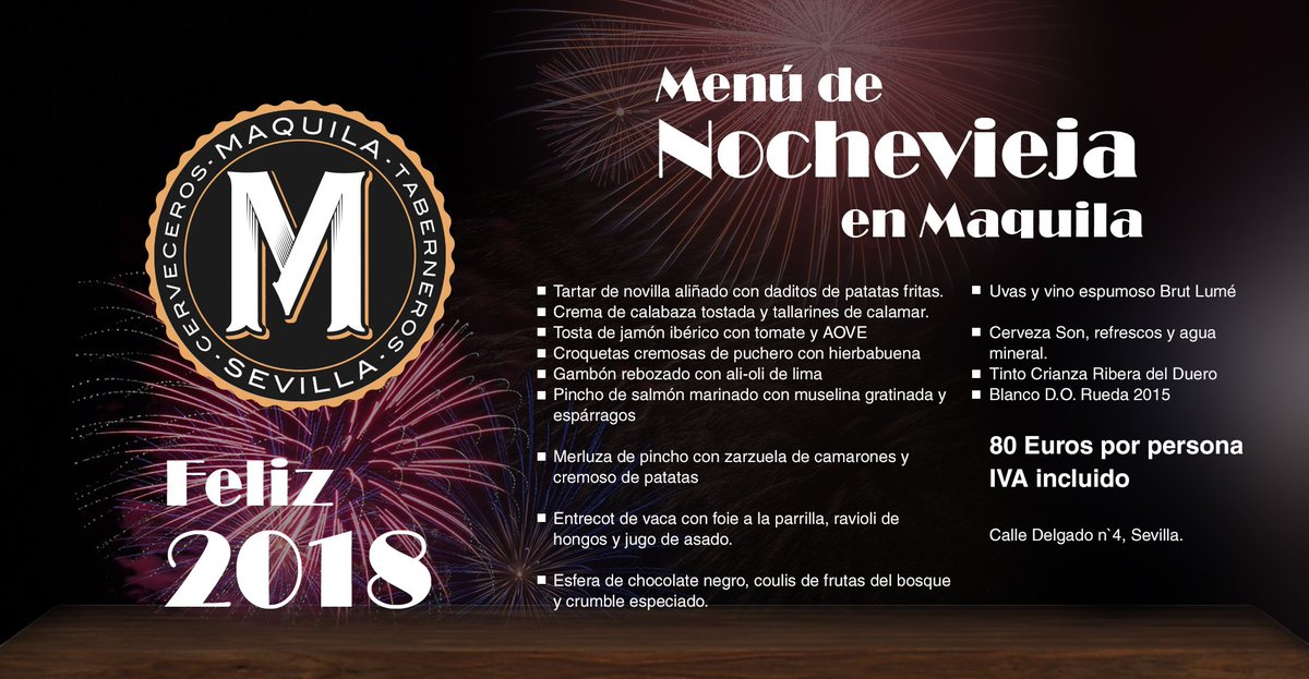 Buenos días. Os presentamos el plan perfecto si aún no sabéis a dónde ir a cenar esta #Nochevieja. No dejéis pasar la oportunidad de disfrutar de un menú  'tope de gama' para recibir el #2018 como se merece.