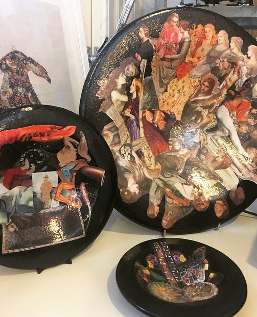 Today's New Years Tradition comes from Denmark. To smash plates against your friend's front doors on New Year's Eve brings good luck (and is a hilarious popularity competition; whoever has the biggest smashed plate pile wins!) These beautiful decoupage plates are by Peter Spence.