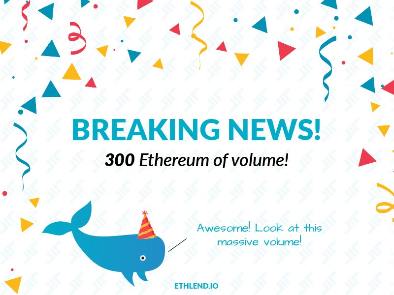 aave's tweet photo. BREAKING NEWS: Over 300 $ETH Borrowed on #ETHLend Decentralized Lending Application under two Weeks! https://t.co/vYQvhleQPJ https://t.co/Ts12d5j2jf