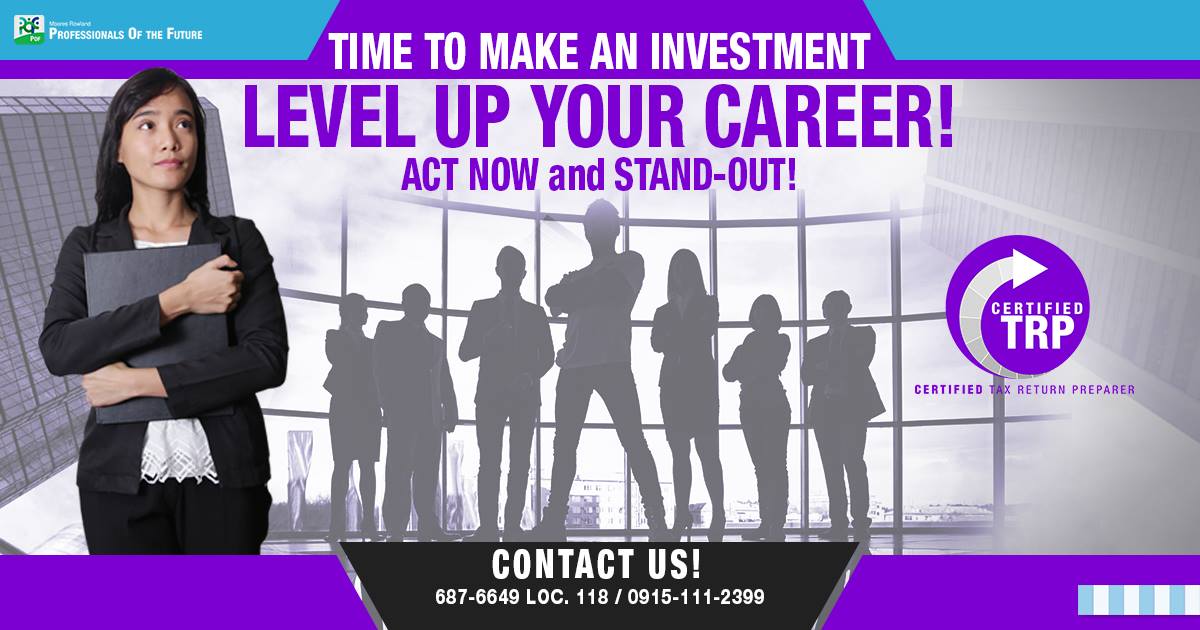 MRP_Ph's tweet photo. Expand your Accounting Portfolio!
Go for career advancement. Brand yourself as a Certified Tax Return Preparer!

Get Certified Without taking the exam!!

How?

Call us: 0932-231-3801/ 621-9352
E-mail : members@professionalsofthefuture.com
Visit : https://t.co/fKCFhWwLmq https://t.co/ecX5pURTft