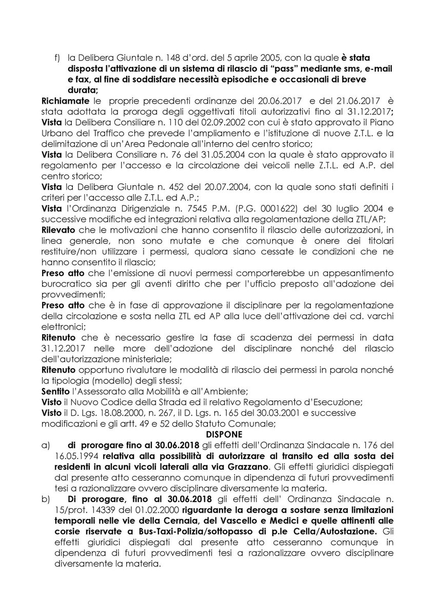 PL_Udine's tweet photo. #avviso #Udine #ztl #AreaPedonale  Le autorizzazioni permanenti e temporanee in scadenza il 31.12.2017 atte a consentire il transito e la sosta in Zone a Traffico Limitato e Aree Pedonali nonché  le autorizzazioni in deroga  vengono prorogate come previsto da apposita ordinanza https://t.co/F52E3NaDcJ