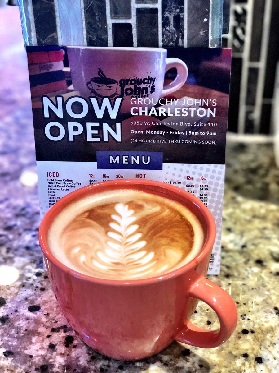 2nd LOCATION

Our newest Grouchy John’s Coffee Shop is located at Charleston &amp; Torrey Pines, right across the street from the CSN campus.

Open 7 days a week, from 5am to 9pm.

Stay caffeinated, friends!