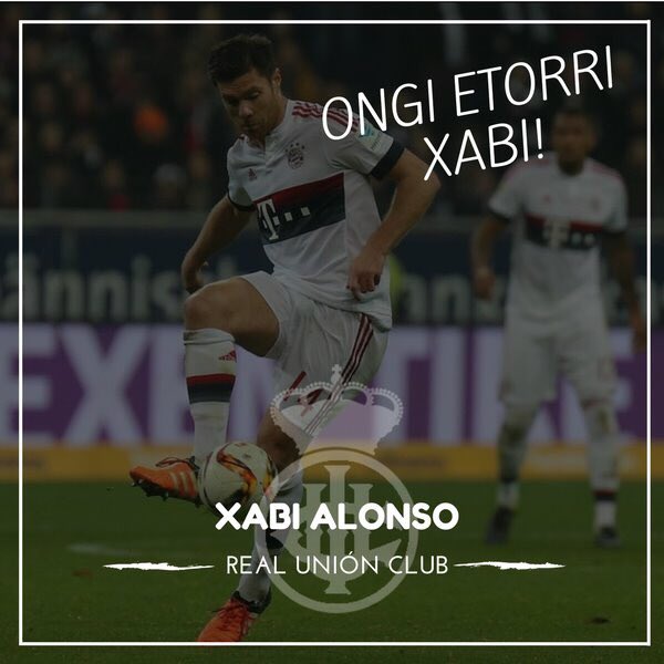 REALUNIONCIRUN's tweet photo. |FICHAJE|: Xabi Alonso (@XabiAlonso) es nuevo jugador del @REALUNIONCIRUN . El jugador tolosarra decide volver a calzarse las botas y se incorpora a la plantilla txuribeltz hasta final de temporada

Ongi etorri Xabi!

#AupaUnion ⚪️⚫️ https://t.co/Rz3Hik1YVY