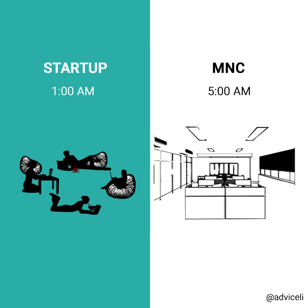 adviceli's tweet photo. Hustle in a startup or thrive in an MNC. #LifeRules #WorkRules https://t.co/RtWXi4oLHu