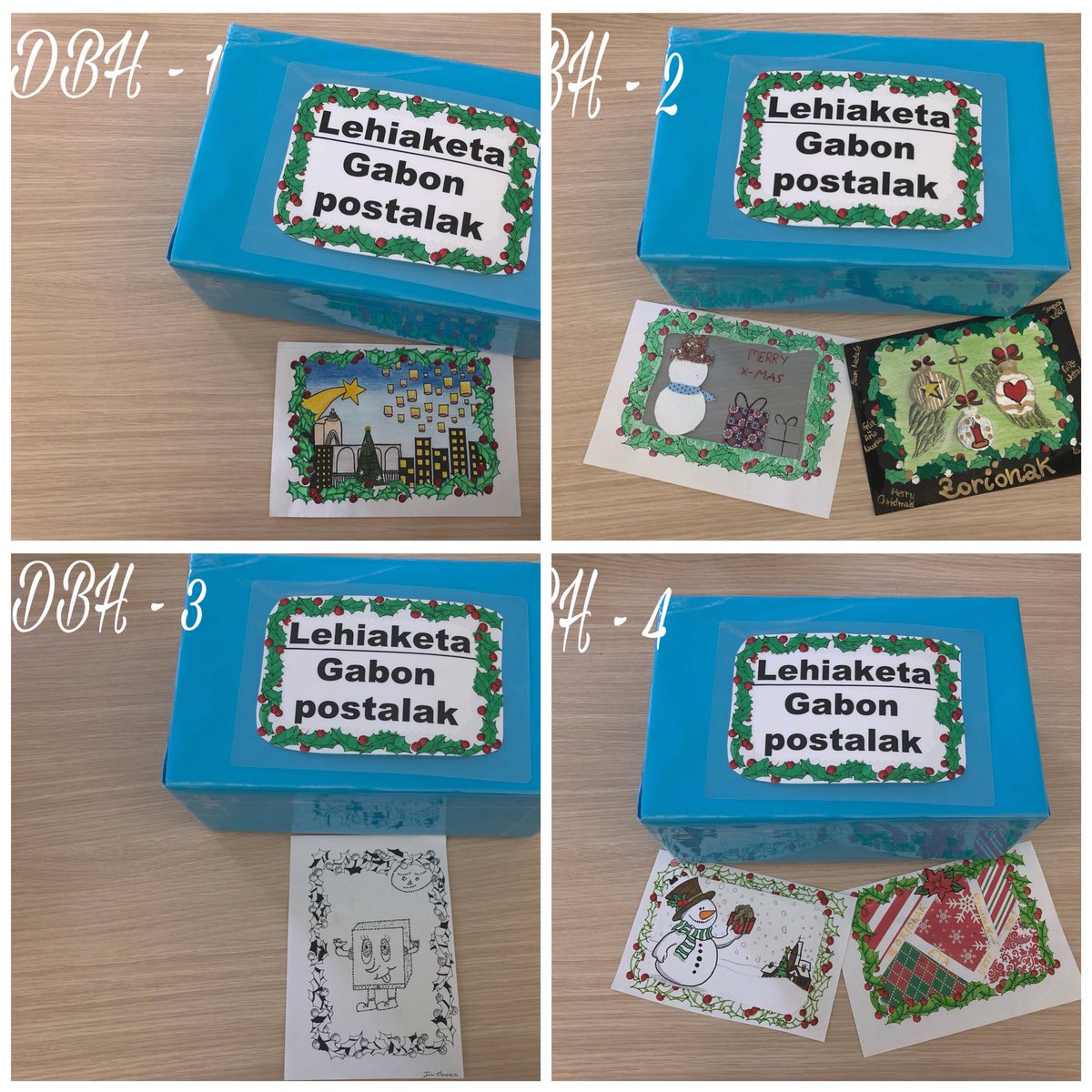 mertzedeikas's tweet photo. Aurten, 1.go #gabon #postal #lehiaketa izan dugu ikastetxean!!! Gela bakoitzetik irabazle bat suertatu da eta bataren edo besteren baten berdinketa ere bai!!! Gure artista txiki zein handiek sormen ederra dute!!! #mertzedeikastetxea #gernika #gabonak #postalak #hezkuntza https://t.co/w4FgBoM5Wk