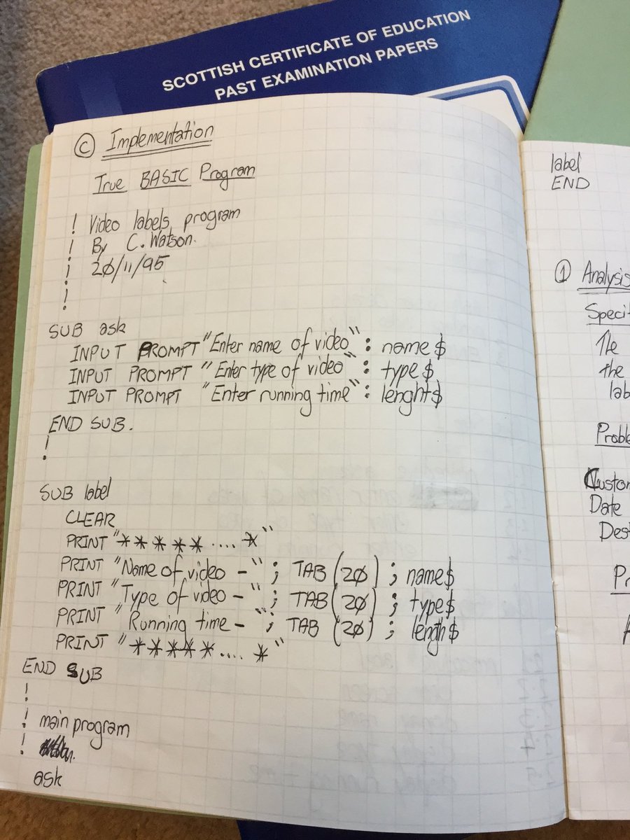 thecallumwatson's tweet photo. Oh my - where it all began... #programming #truebasic #1995 https://t.co/tsbNocNh06